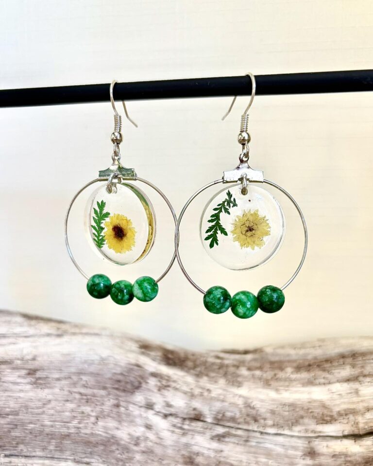 Boucles fleur vert